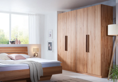 Holzschmiede Kleiderschrank Kubus in Kernbuche, Kleiderschrank 4 Türig