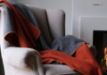 Coastland Wolldecke FireSideMoon, Sofadecke, Couchdecke, Doubleface Decke anthrazit/orange