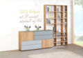 Trend Sideboard mit Regal in Eiche, Sideboard in Eiche mit grauen Schubladenfronten
